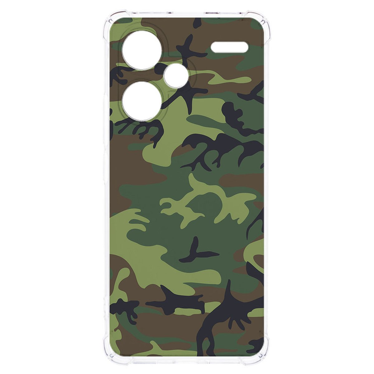 Xiaomi Redmi 13 Pro Plus Hoesje Army Dark TPU Antishock camouflageprint camo design achterkant