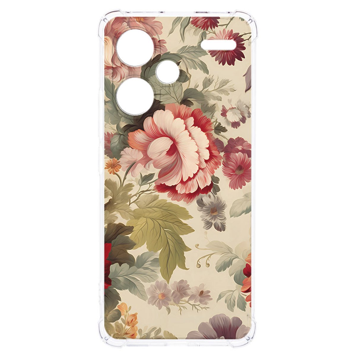 Xiaomi Redmi 13 Pro Plus Hoesje Bloemen TPU Antishock bloemenprint design achterkant