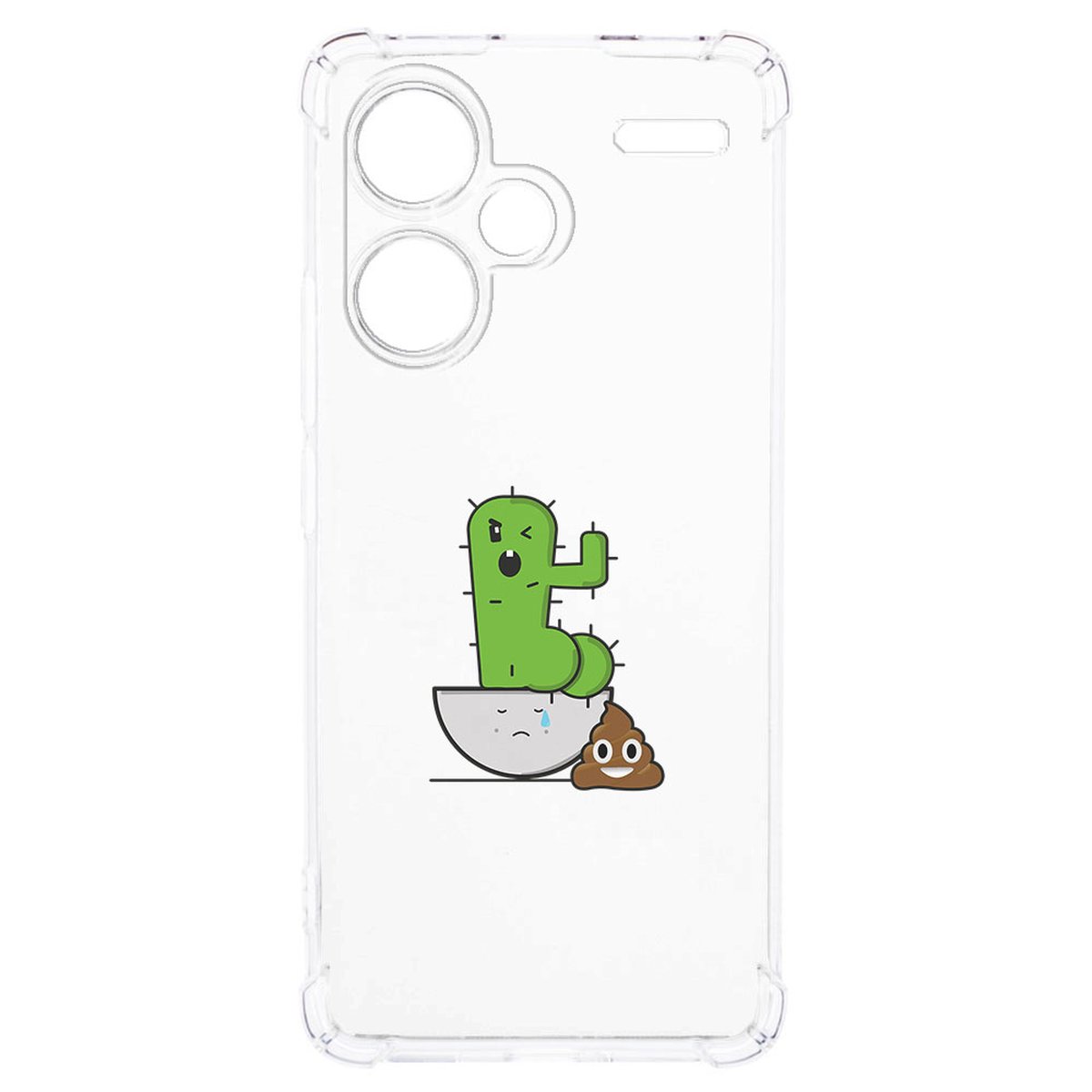 Xiaomi Redmi 13 Pro Plus Hoesje Cactus Poo TPU Antishock design cactus poep aanzicht