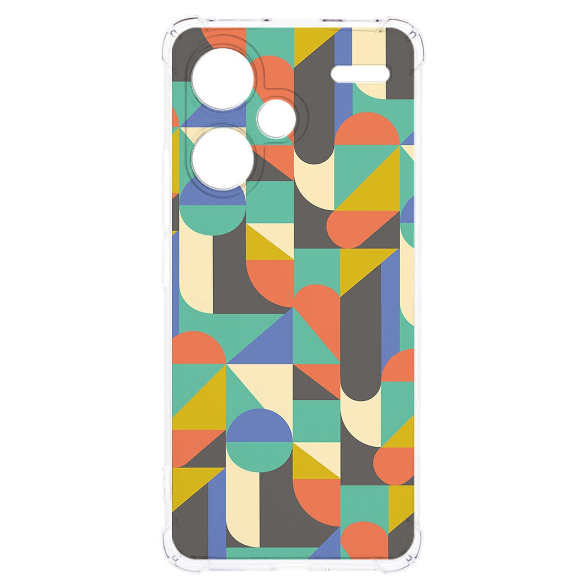 Xiaomi Redmi 13 Pro Plus Hoesje Funky Retro TPU Antishock design kleurig geometrisch patroon aanzicht