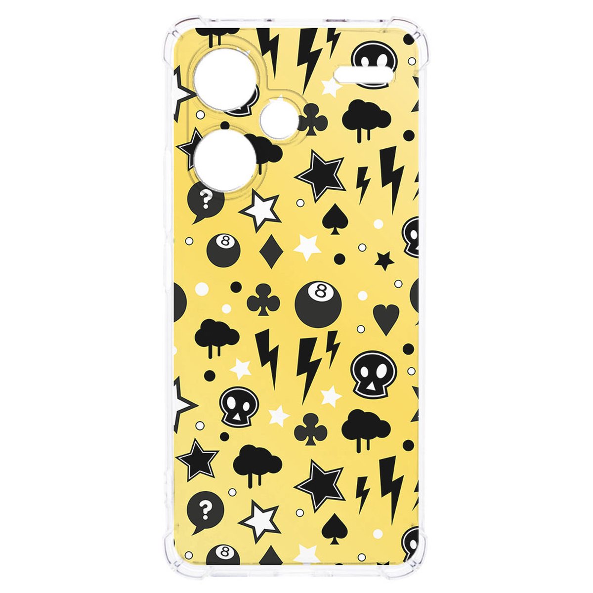 Xiaomi Redmi 13 Pro Plus Hoesje Punk Yellow TPU Antishock design punk geel aanzicht