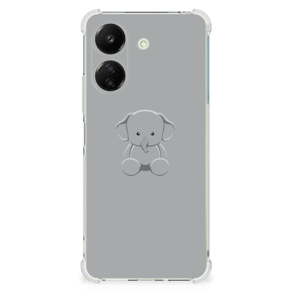 Xiaomi Redmi 13C 4G Stevig Bumper Hoesje Grijs Baby Olifant achterkant