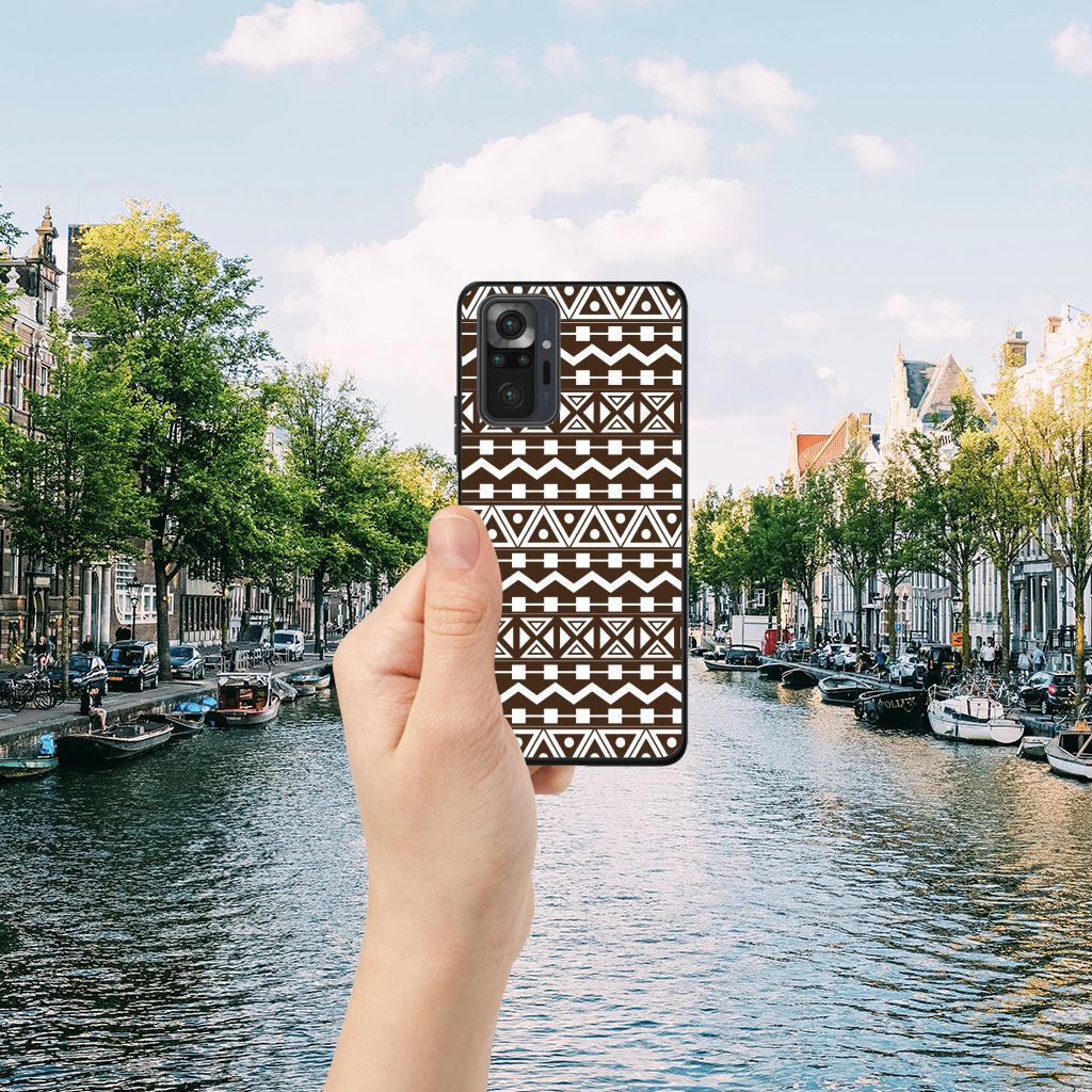 Xiaomi Redmi Note 10 Pro Back Case Aztec Brown telefoonhoesje patroon hand uitzicht