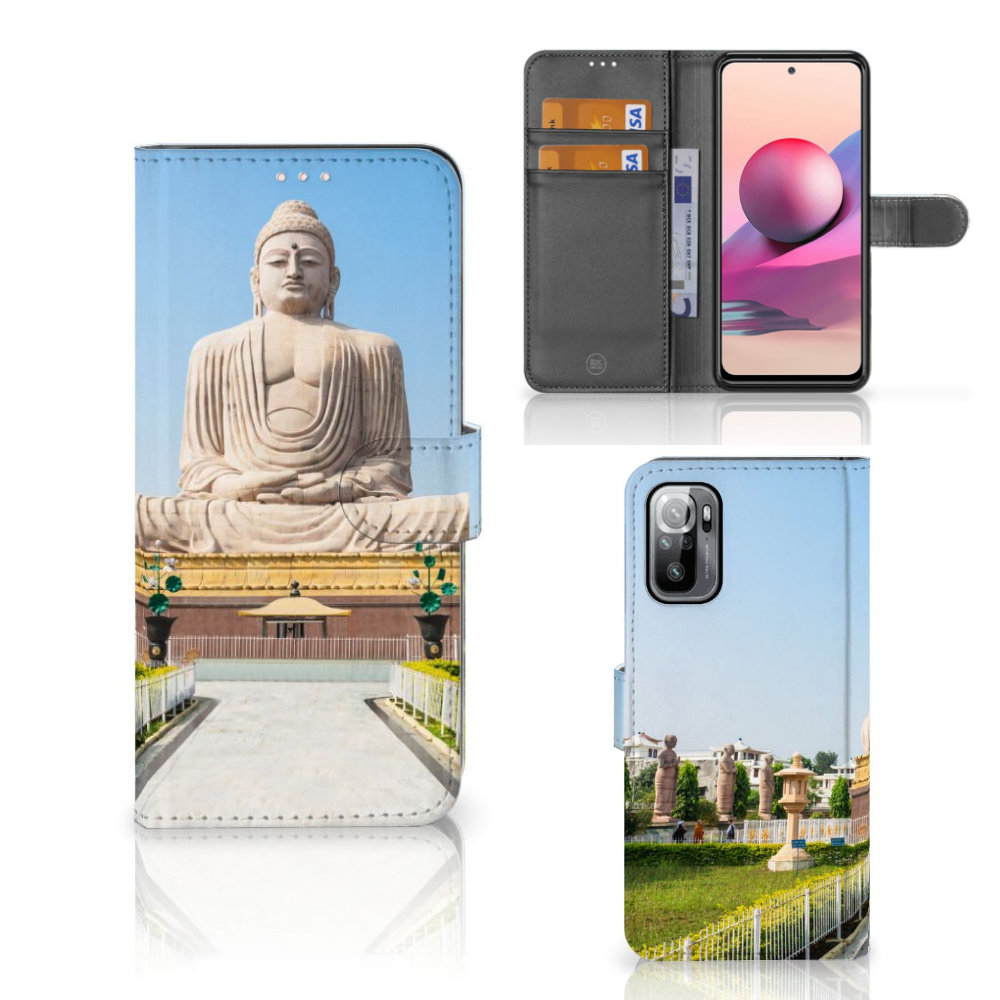Xiaomi Redmi Note 10/10T 5G Poco M3 Pro Flip Cover Boeddha voorkant zijkant binnen