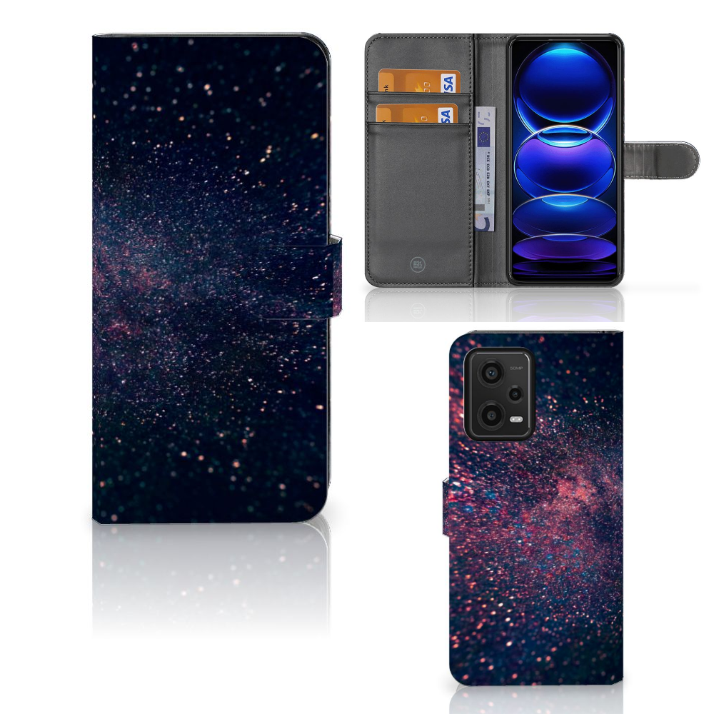 Xiaomi Redmi Note 12 5G Poco X5 Book Case Stars sterrenhemel design aanzicht