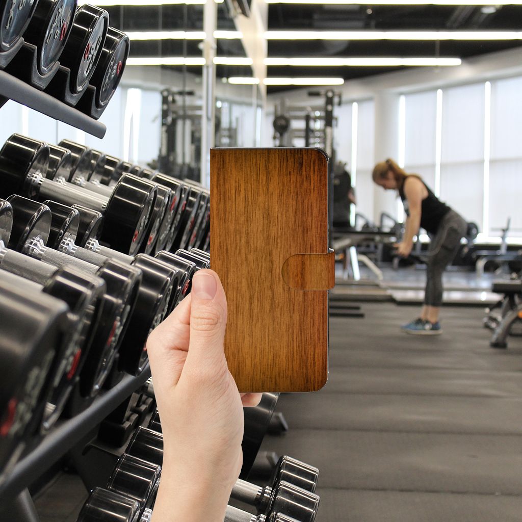 Xiaomi Redmi Note 12 5G | Poco X5 Book Style Case Donker Hout hand gym houten hoesje