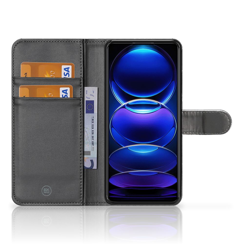 Xiaomi Redmi Note 12 5G | Poco X5 Bookcase Marmer Zwart - Origineel Cadeau Vader met pasjesruimte en strak design