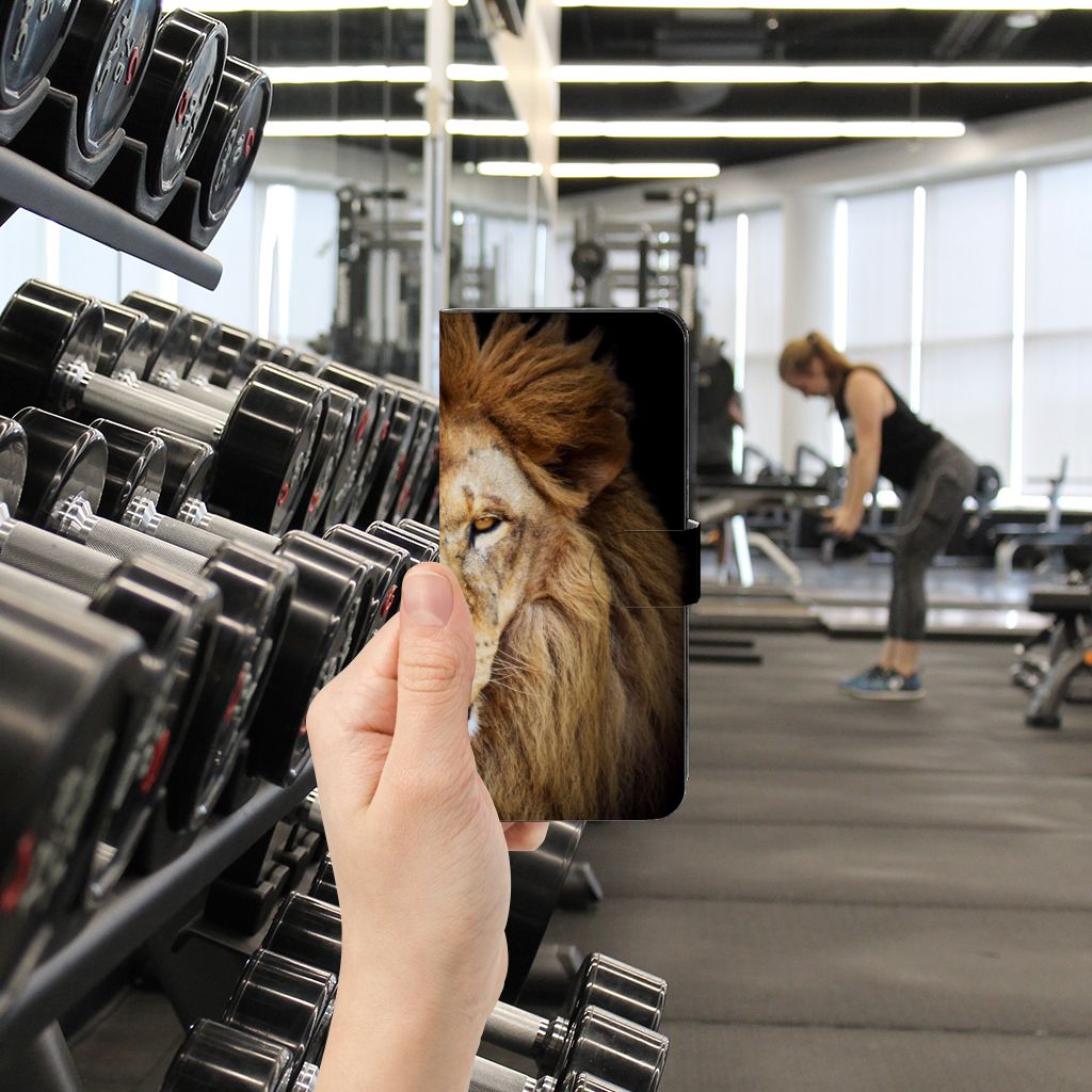 Xiaomi Redmi Note 12 5G Poco X5 Telefoonhoesje met Pasjes Leeuw design leeuw aanzicht hand gym