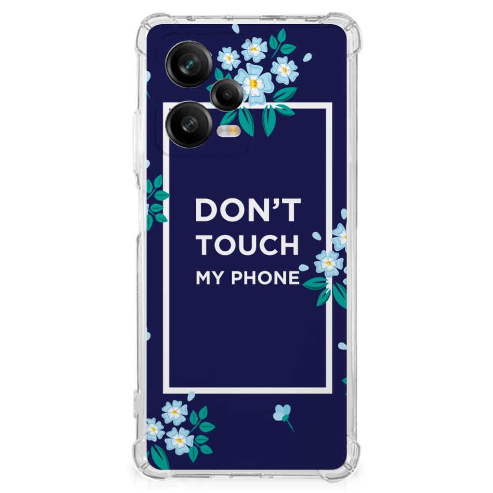 Xiaomi Redmi Note 12 Pro Plus Anti Shock Case Flowers Blue DTMP achterkant