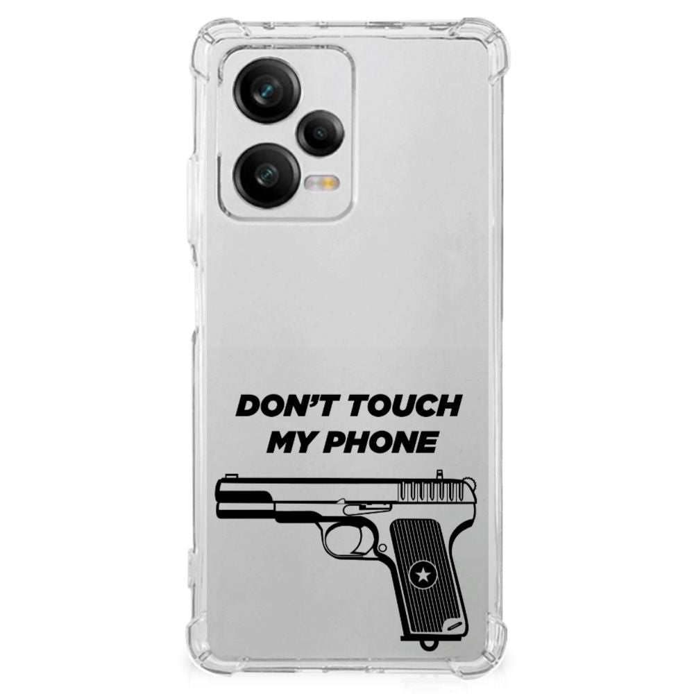 Xiaomi Redmi Note 12 Pro Plus Anti Shock Case Pistol DTMP hoesje transparant pistool ontwerp achterkant