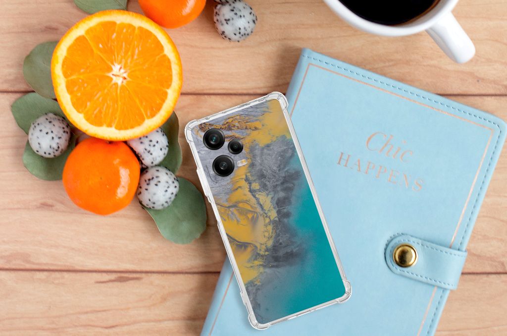 Xiaomi Redmi Note 12 Pro Plus Anti-Shock Hoesje Marble Blue Gold B2C Telecom