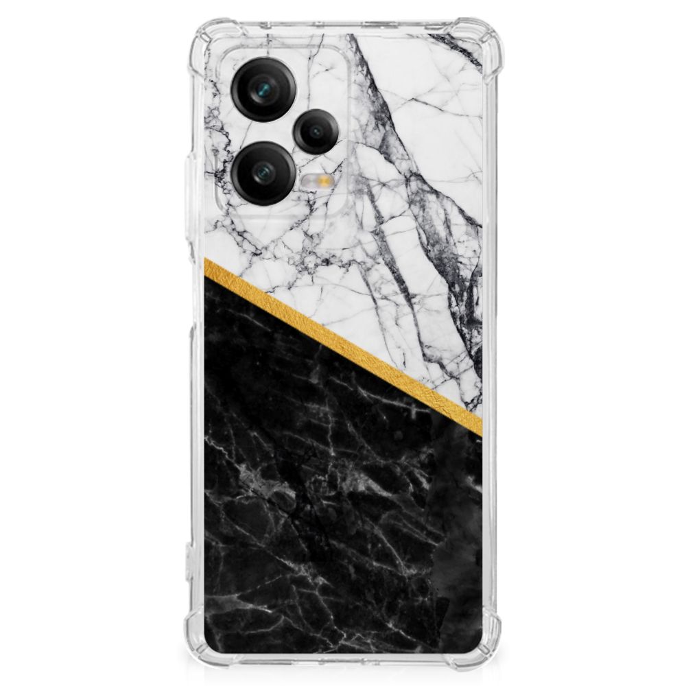 Xiaomi Redmi Note 12 Pro Plus Anti-Shock Hoesje Marmer Wit Zwart - Origineel Cadeau Man B2C Telecom