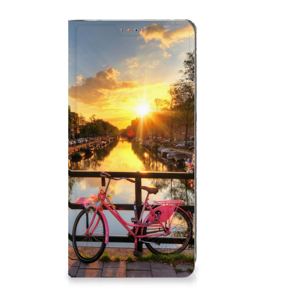 Xiaomi Redmi Note 12 Pro Plus Book Cover Amsterdamse Grachten fiets zonsondergang aanzicht