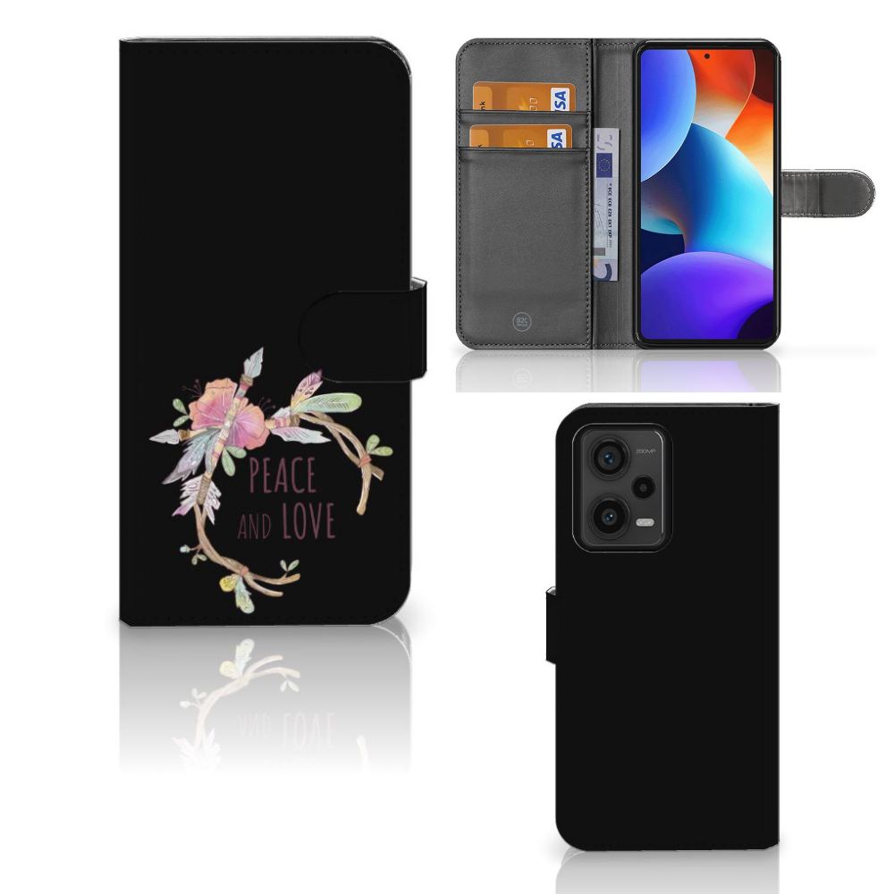 Xiaomi Redmi Note 12 Pro Plus Leuk Hoesje Boho Text voorkant binnenzijde achterkant