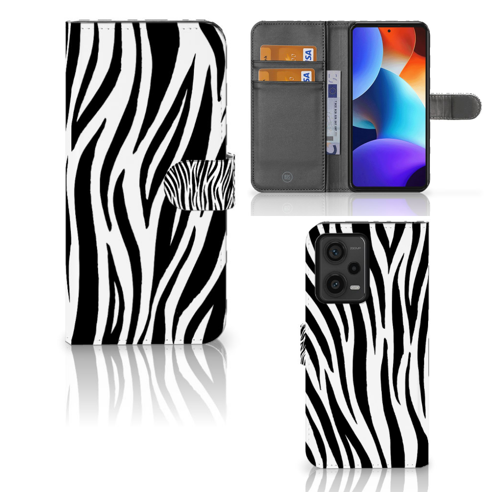 Xiaomi Redmi Note 12 Pro Plus Telefoonhoesje met Pasjes Zebra