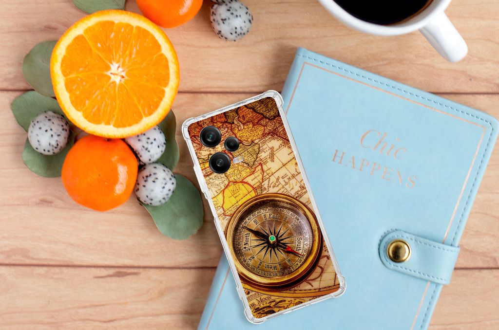 Xiaomi Redmi Note 12 Pro Plus Telefoonhoesje met valbescherming Kompas design bovenaanzicht