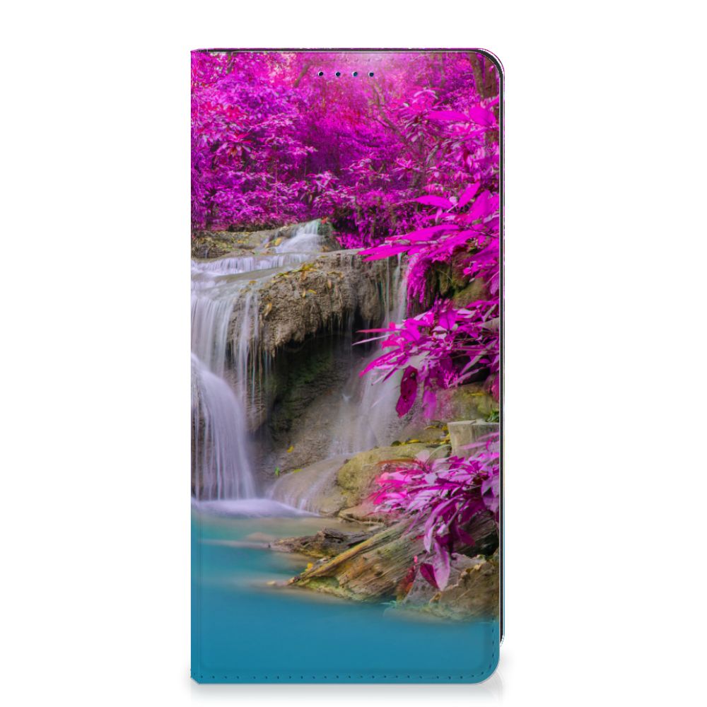 Xiaomi Redmi Note 12 Pro | Poco X5 Pro Book Cover Waterval met kleurrijke waterval en bloemen, biedt stijl en bescherming.