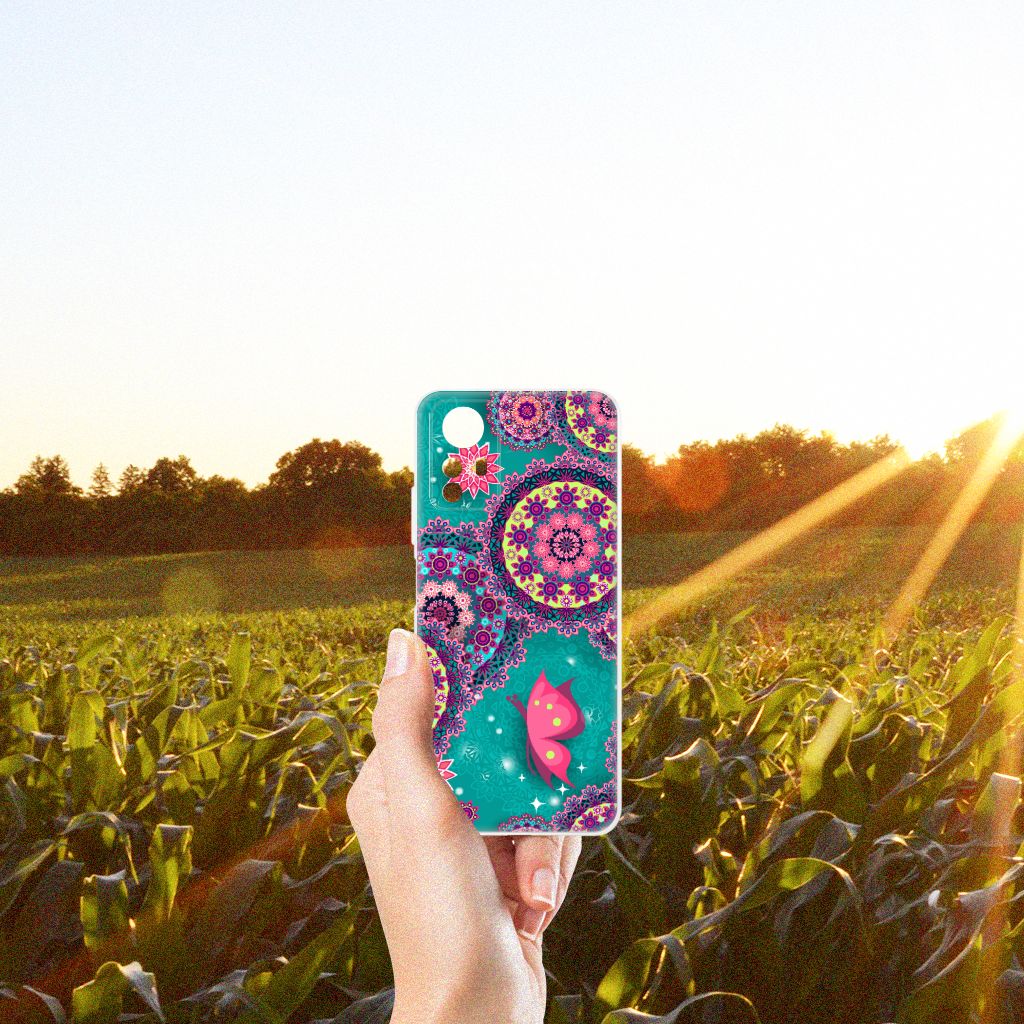 Xiaomi Redmi Note 12S Hoesje maken Cirkels en Vlinders design kleurrijk aanzicht