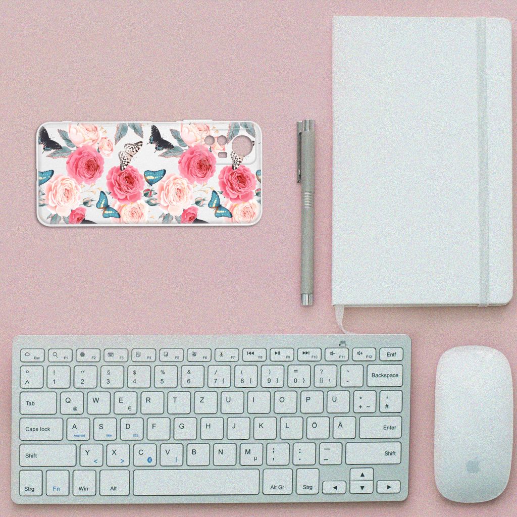 Xiaomi Redmi Note 12S TPU Case Butterfly Roses, een prachtig design dat gebruiksgemak en bescherming biedt.