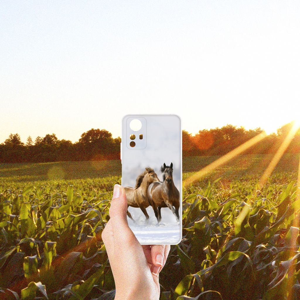 Xiaomi Redmi Note 12S TPU Hoesje Paarden met paardenprint, perfect cadeau voor paardenliefhebbers đ