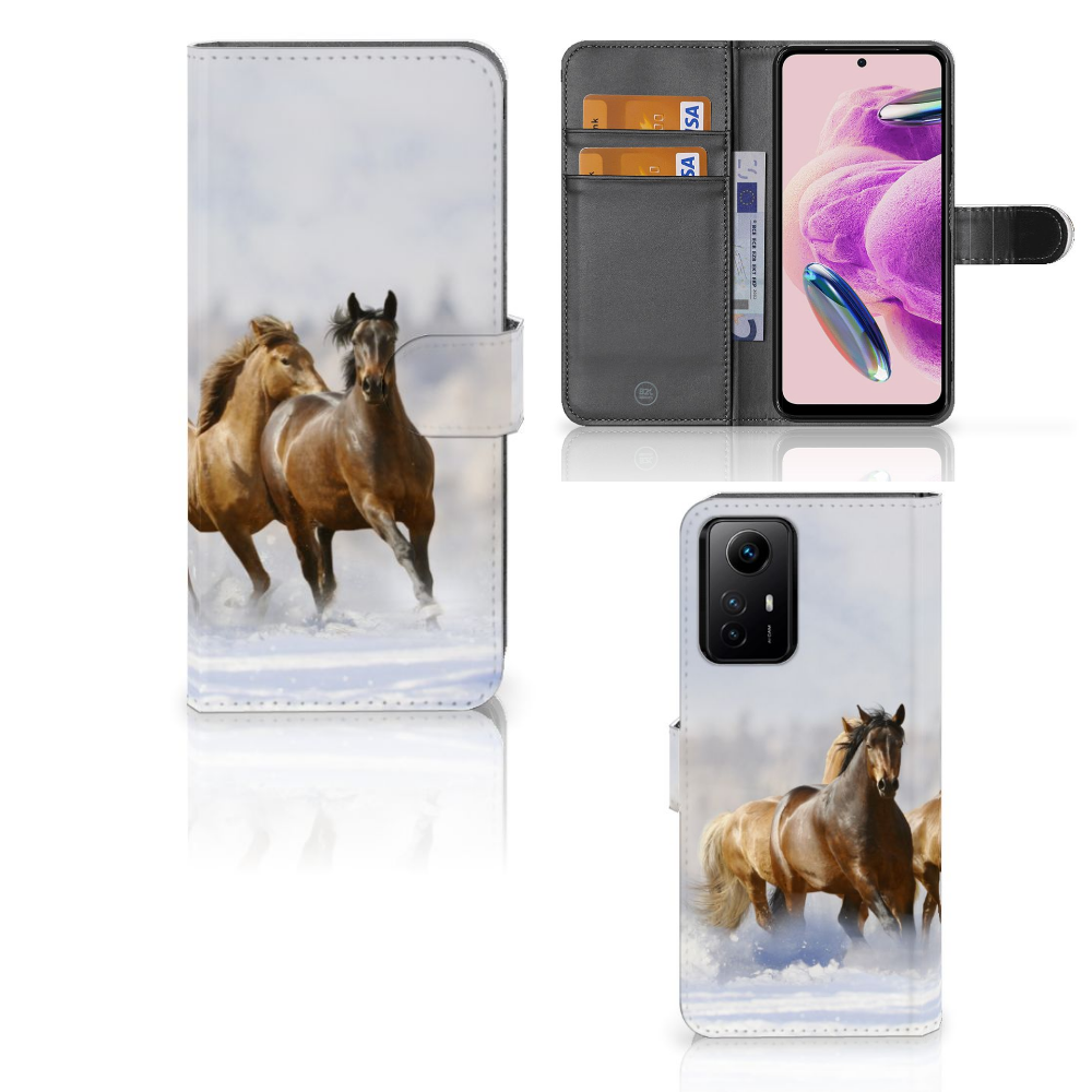 Xiaomi Redmi Note 12S Telefoonhoesje met Pasjes Paarden