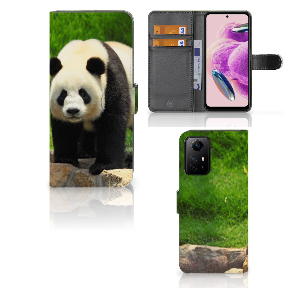 Xiaomi Redmi Note 12S Telefoonhoesje met Pasjes Panda