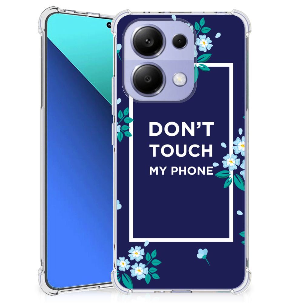Xiaomi Redmi Note 13 4G Anti Shock Case Flowers Blue DTMP achterkant bloemen design