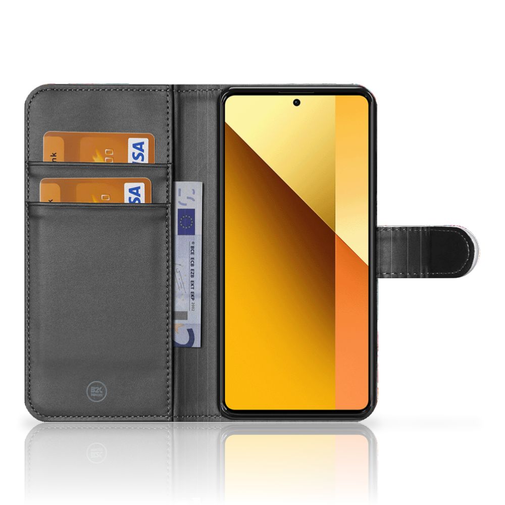 Xiaomi Redmi Note 13 5G Telefoonhoesje met Pasjes Bird Flowers design binnenkant