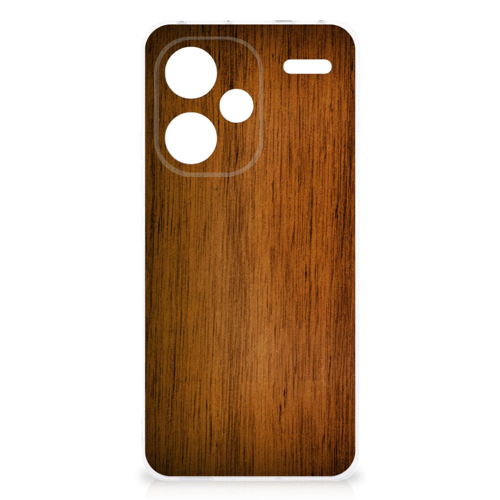 Xiaomi Redmi Note 13 Pro Plus Bumper Hoesje Donker Hout achteraanzicht