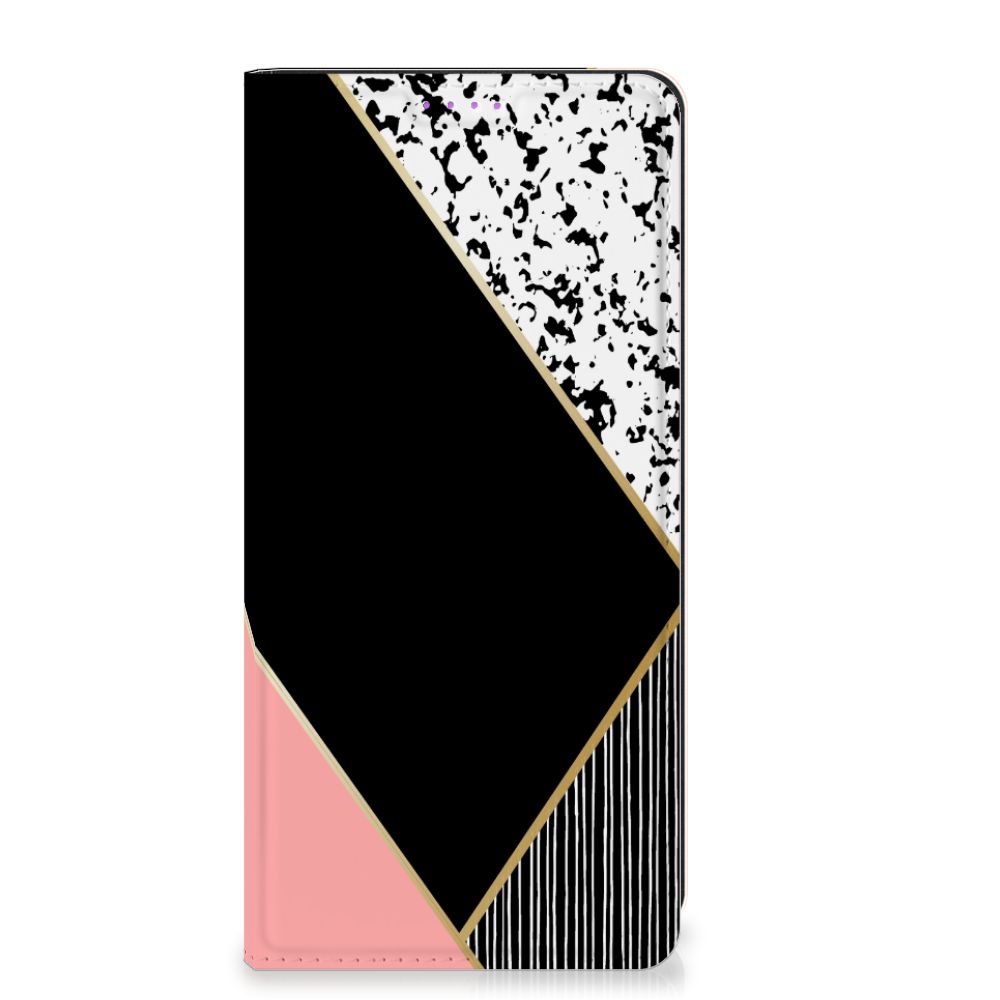 Xiaomi Redmi Note 13 Pro Plus Stand Case Zwart Roze Vormen design zwart roze geometrische patronen
