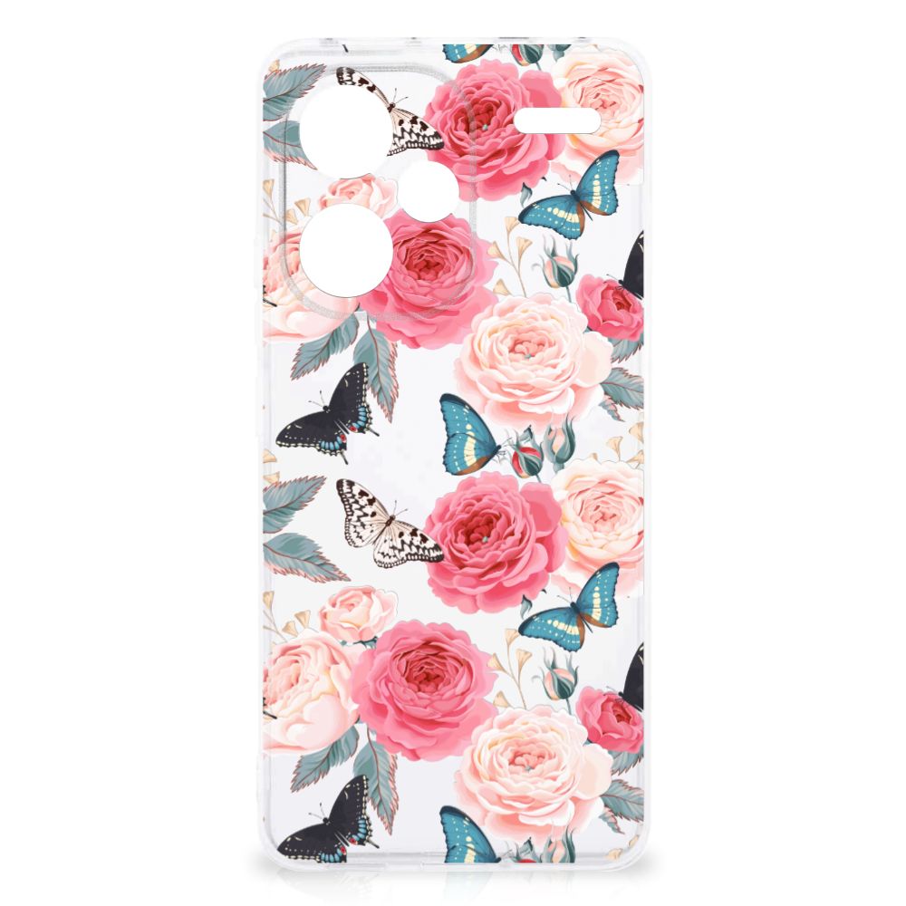 Xiaomi Redmi Note 13 Pro Plus TPU Case Butterfly Roses ontwerp voorkant