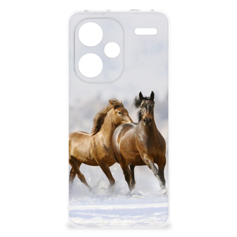 Xiaomi Redmi Note 13 Pro Plus TPU Hoesje Paarden paarden rennend winter landschap