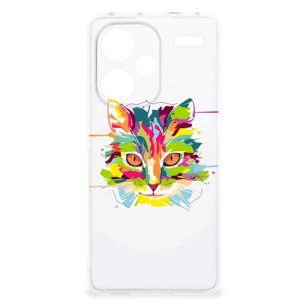 Xiaomi Redmi Note 13 Pro Plus Telefoonhoesje met Naam Cat Color schuin