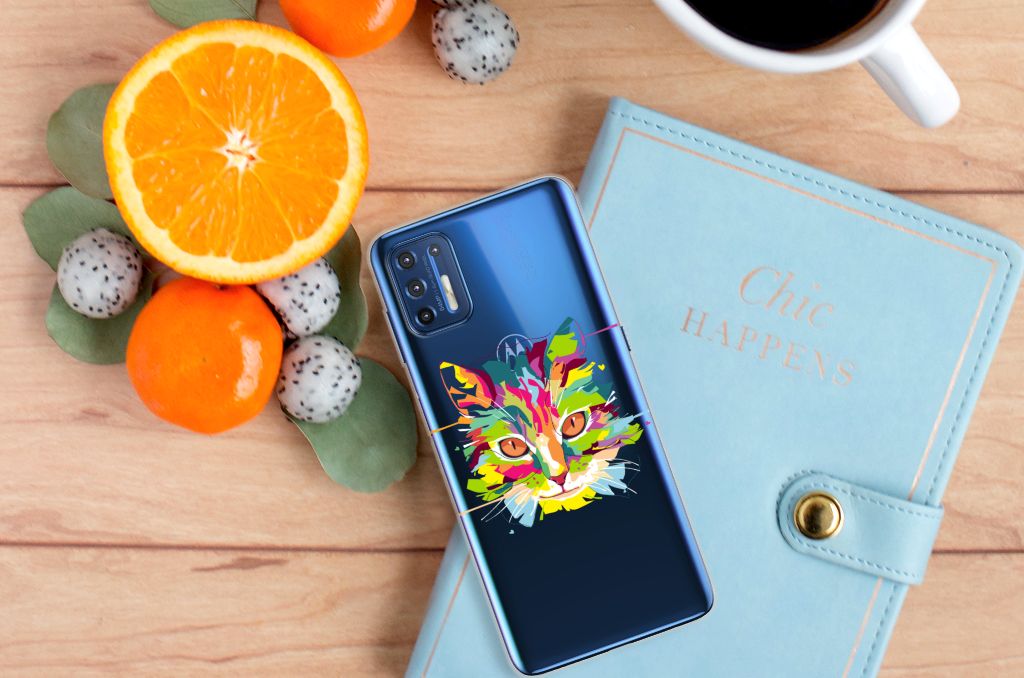 Motorola Moto G9 Plus Telefoonhoesje met Naam Cat Color B2C Telecom