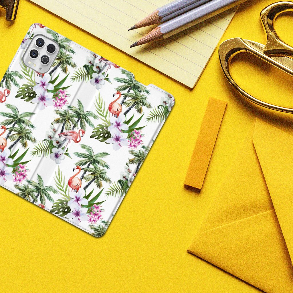 Motorola Moto G100 Hoesje maken Flamingo Palms - B2C Telecom