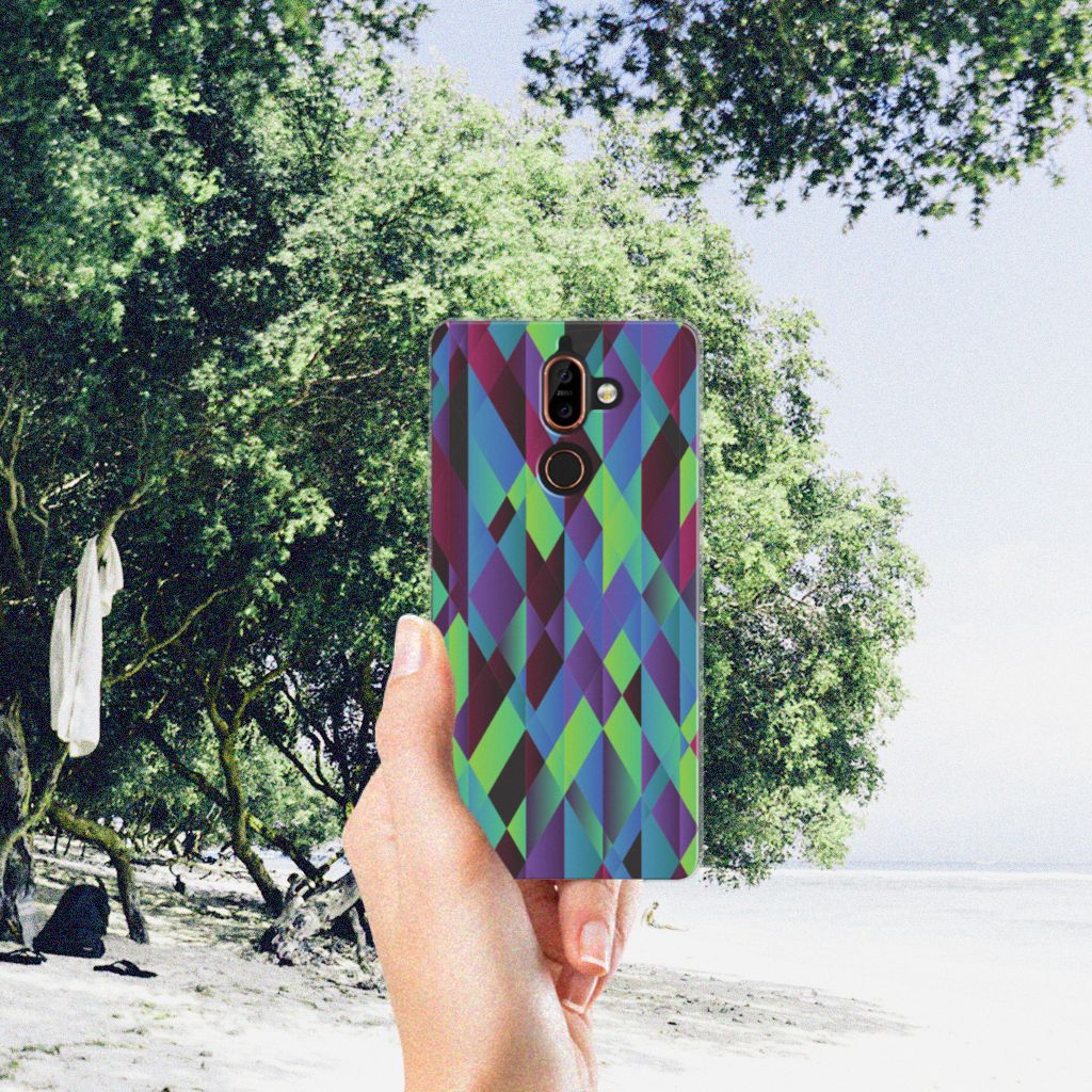 Nokia 7 Plus TPU Hoesje Abstract Green Blue