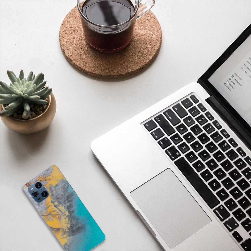 OPPO Find X3 | X3 Pro TPU Siliconen Hoesje Marble Blue Gold B2C Telecom