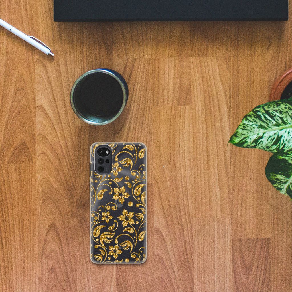 Motorola Moto G22 TPU Case Gouden Bloemen B2C Telecom