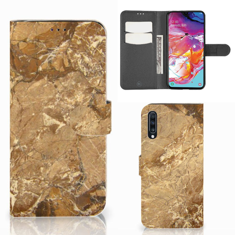 Samsung Galaxy A70 Bookcase Marmer Creme