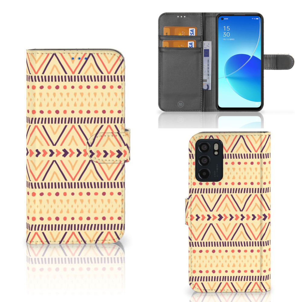 OPPO Reno6 5G Telefoon Hoesje Aztec Yellow