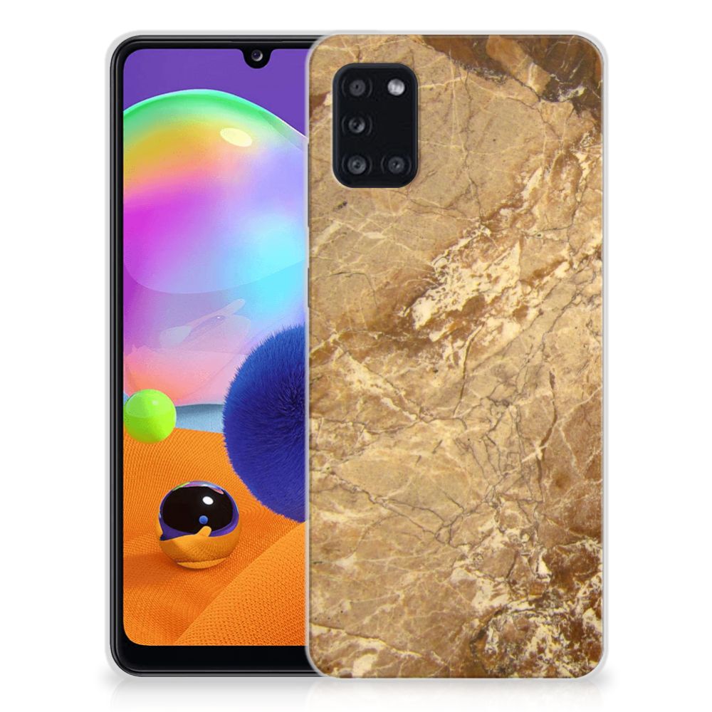 Samsung Galaxy A31 TPU Siliconen Hoesje Marmer Creme B2C Telecom