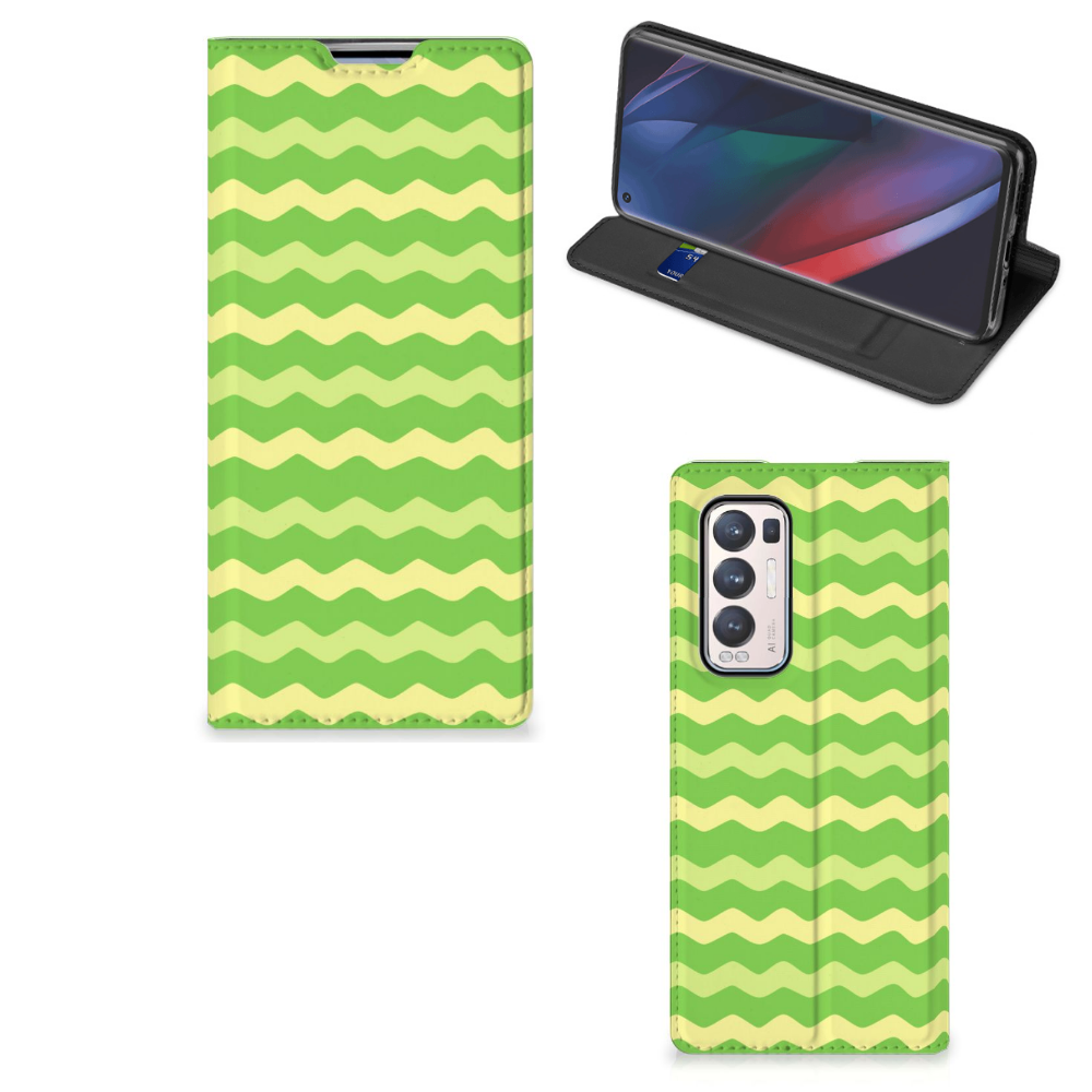 OPPO Find X3 Neo Hoesje met Magneet Waves Green - B2C Telecom