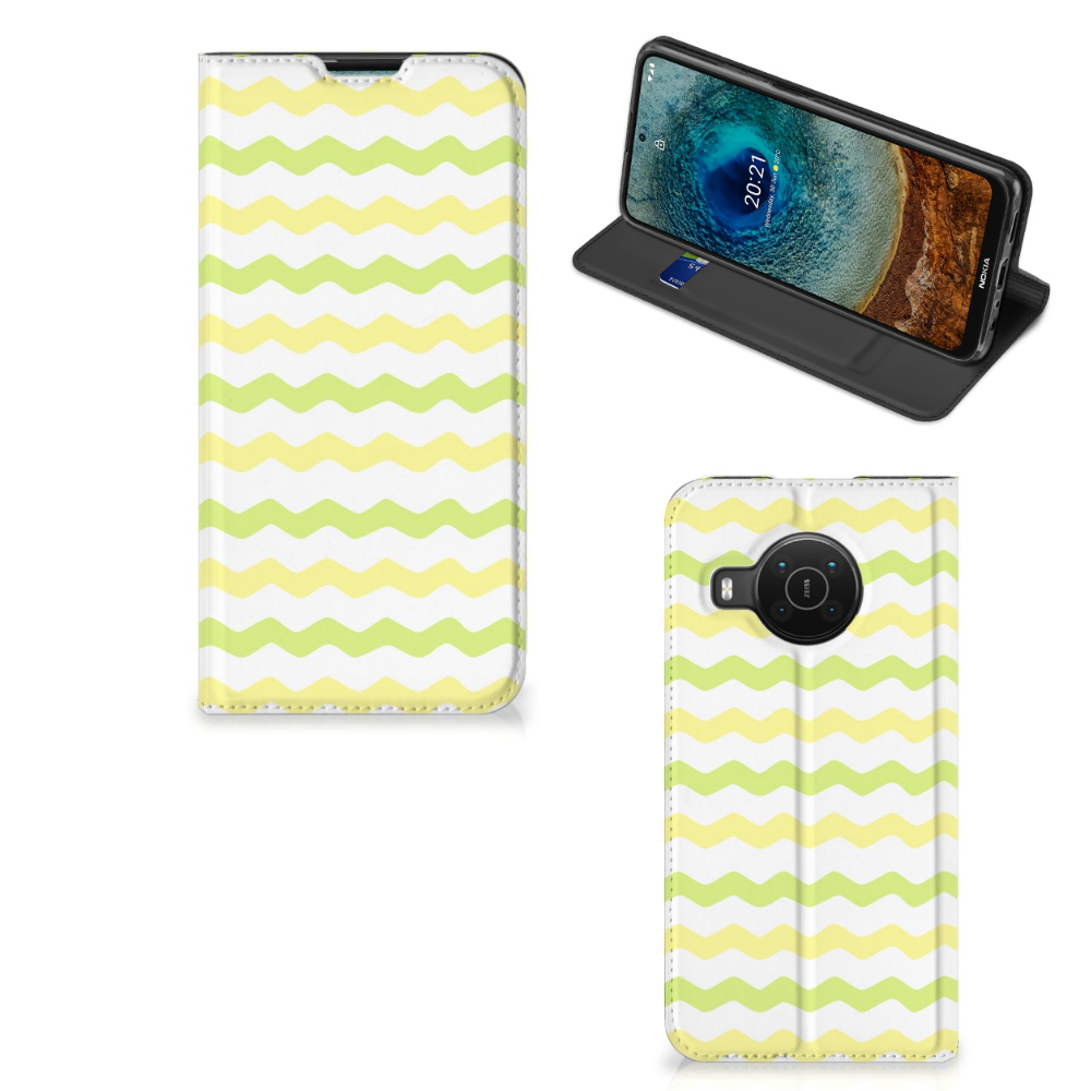 Nokia X20 | X10 Hoesje met Magneet Waves Yellow - B2C Telecom