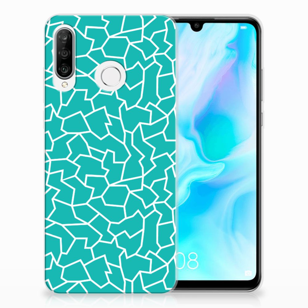 Huawei P30 Lite Hoesje maken Cracks Blue