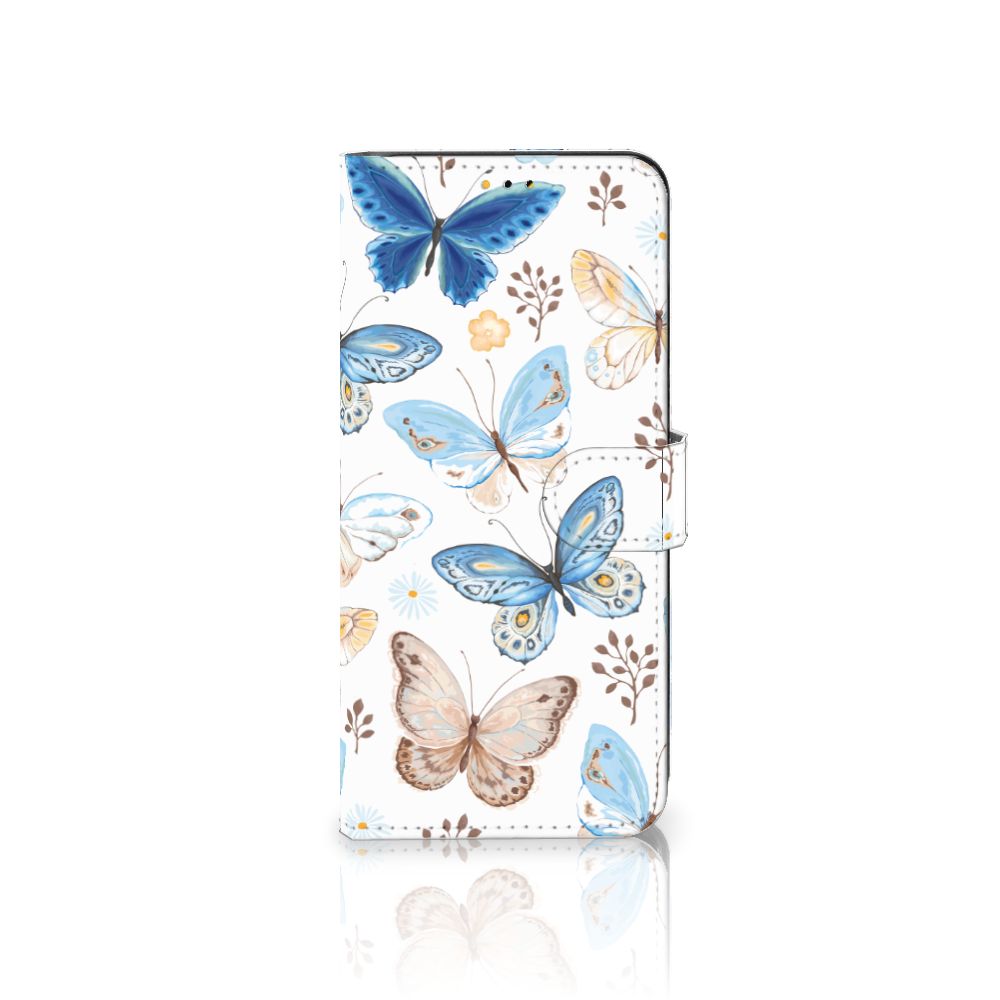 Telefoonhoesje met Pasjes voor Samsung Galaxy A14 5G Vlinder met kleurrijke vlinders op een wit oppervlak