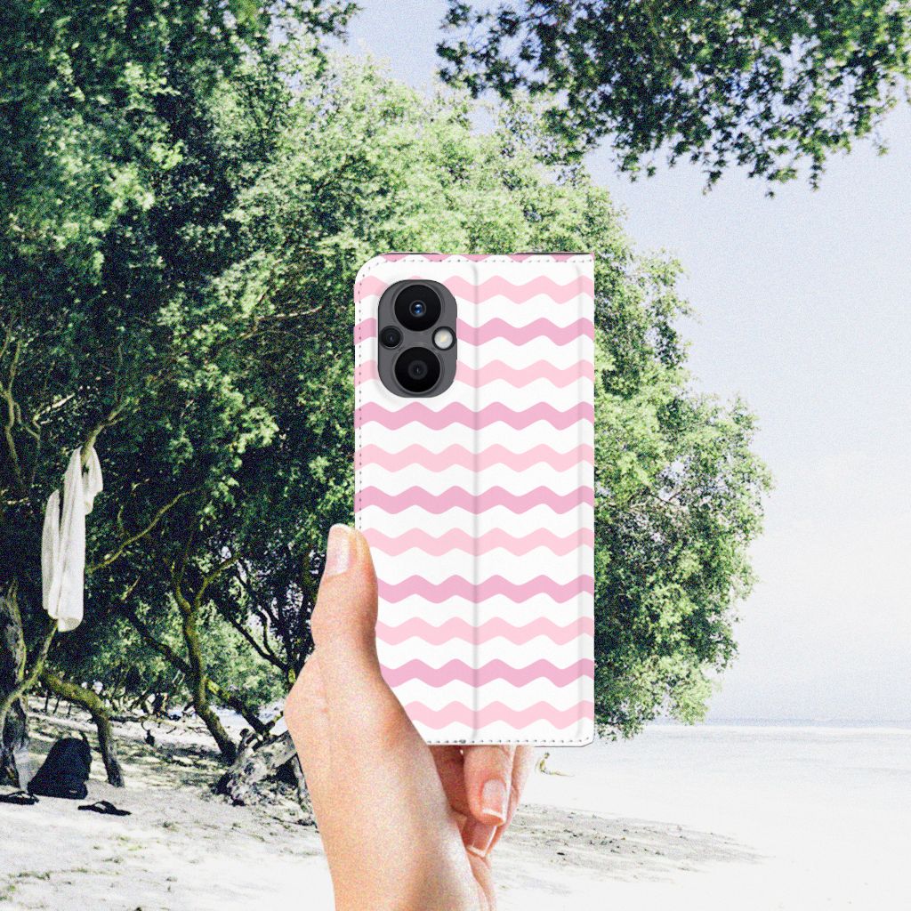OPPO Reno8 Lite Hoesje met Magneet Waves Roze - B2C Telecom