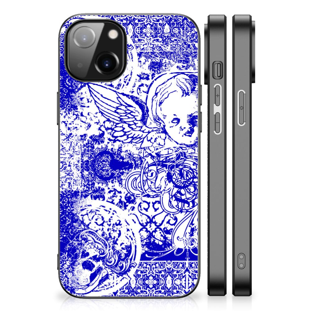Telefoonhoesje Apple iPhone 13 | iPhone 14 Angel Skull Blauw