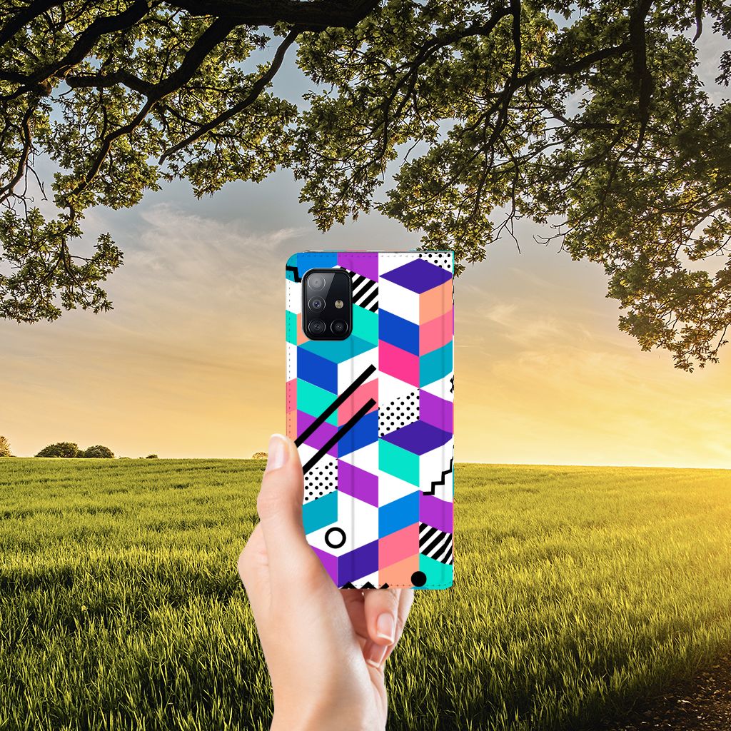 Samsung Galaxy A71 Stand Case Blokken Kleurrijk - B2C Telecom