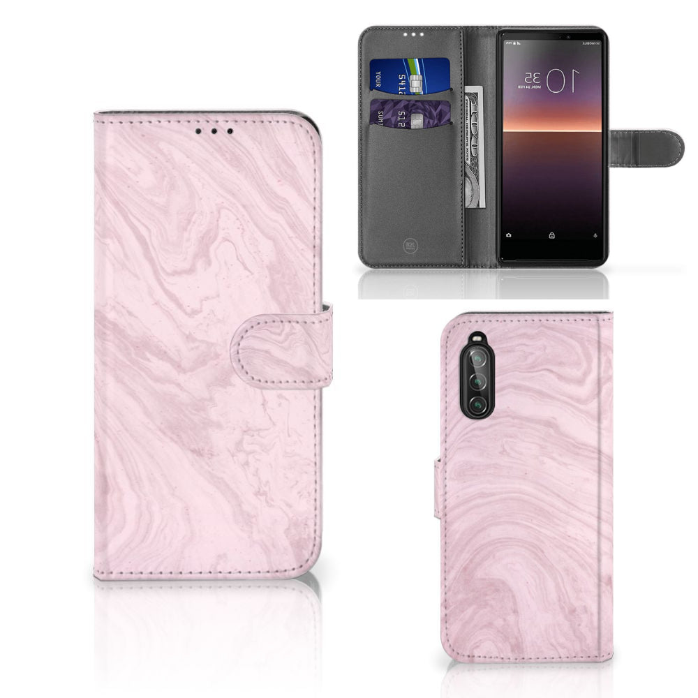 Sony Xperia 10 II Bookcase Marble Pink - Origineel Cadeau Vriendin