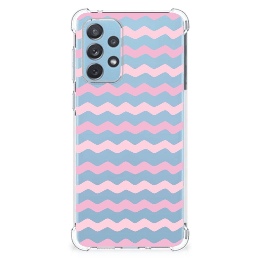 Samsung Galaxy A73 Doorzichtige Silicone Hoesje Waves Roze B2C Telecom